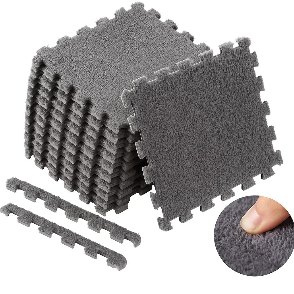 

16 Pcs Plush Jigsaw Puzzle Mat Cute Soft and Fluffy Interlocking Rug EVA Foam Square Rug Children s Play Mat Bedroom Decor 16Pcs
