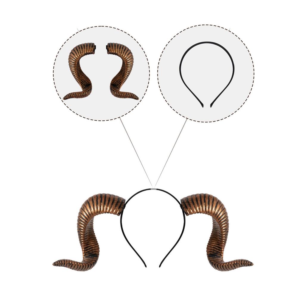 Halloween Dance DIY Detachable Props RP Curved Sheep Horn Headband Holiday Party Performance Headband