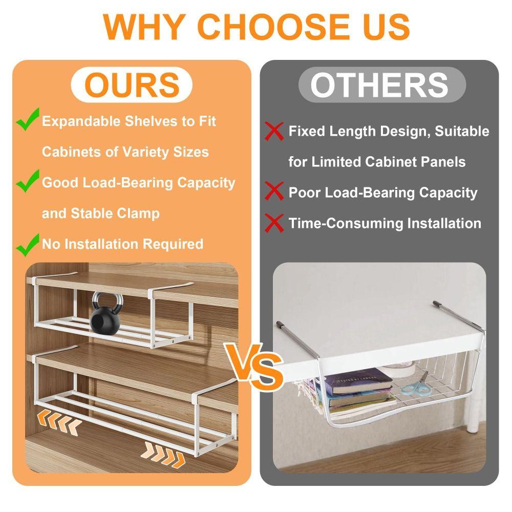Organizer 15.7-27.6 In Shoe Rack Hanging Retractable Shoe Storage Multifunctional Adjustable Under Cabinet Shelf Closet