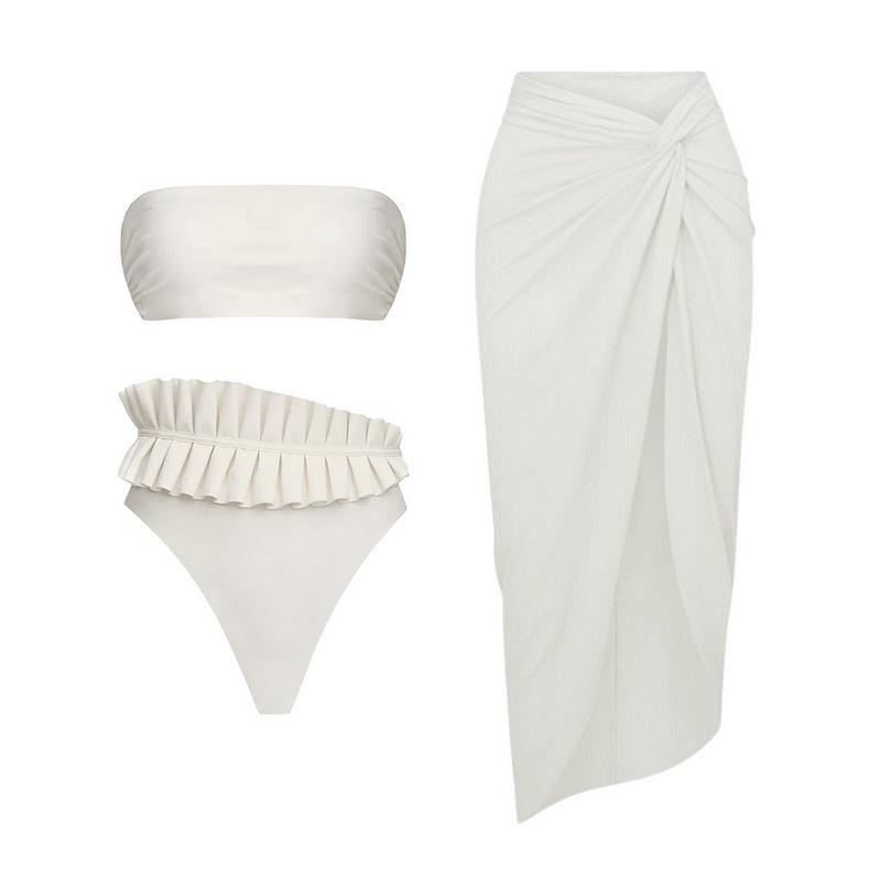 1011 European and American popular simple irregular split swimsuit women wear more bikinis