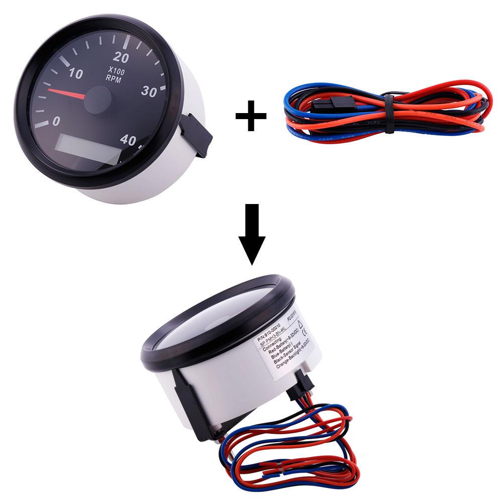 High Precision Tachometer Gauge WEMA LCD Tacho Hour Meter 12//24V 0-4000 RPM 85mm