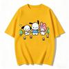 Summer Cute Pochacco My Melody Print Tshirt Casual Short Sleeve Tees for Mom and Daughter Sweet Family Matching Outfits Fashion