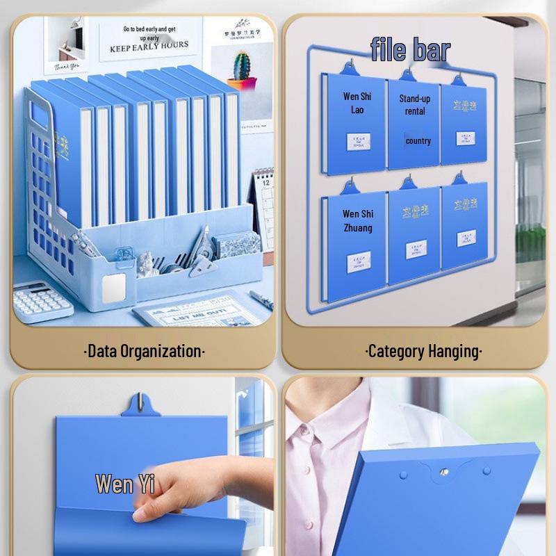 A4 Vertical Hanging File Box with 20 Clipboard Folders - Office Storage for HR & Finance