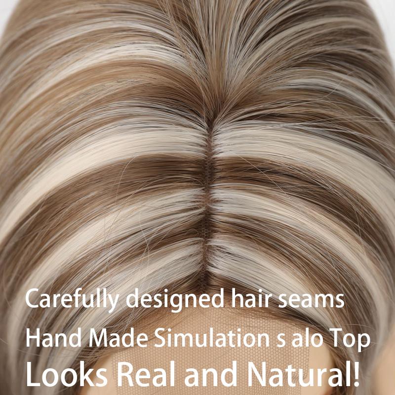 Handgewebte, synthetische Perücke aus Spitze in gemischten Farben mit geradem Stirnband für Frauen, einfach zu tragen für alltägliche Zusammenkünfte