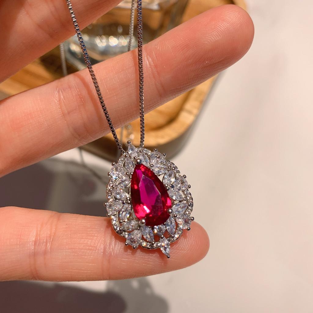 Jewelry Supply Jewelry Set Simulation Red Corundum Pendant 8 * 14 Ring 8 * 14