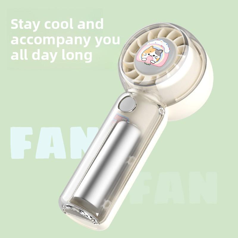 Ventilatore Portatile Manuale a Cartone Animato - Versione con Ricarica USB - Ventilatore da Appendere all'Esterno con Corda - Alto Livello di Aspetto - Carino Ventilatore Turbo