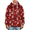 Men's Christmas Print Flannel Hoodie Hooded Casual Pullover Sweatshirt for Fall Winter