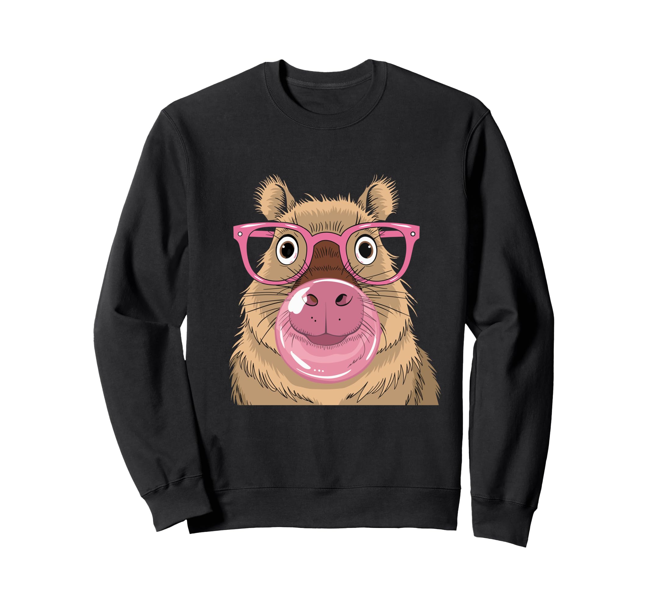 

Capybara wearing pink glasses bubble sweatshirt чёрный