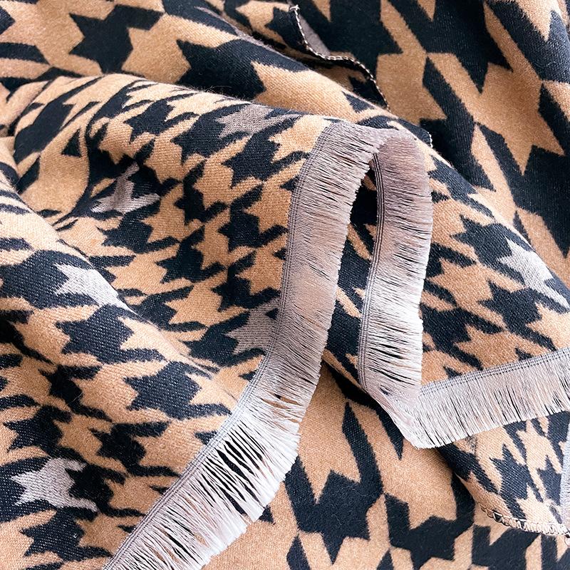 Qiandongge Printing Contrasting Colors, Double-Sided Imitation Cashmere Scarf, Winter High-End Warm Shawl