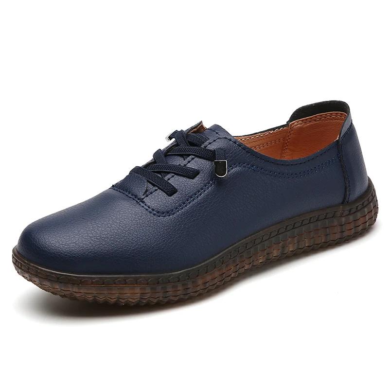 100% Leather Spring/summer Women's Casual Walking Sneakers Soft Soled Flats Breathable Lace-up Loafers for Women Tenis De Moda