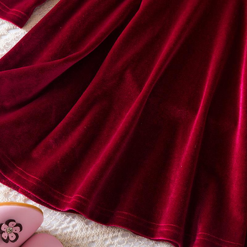 Toamnă Iarnă Rochii noi pentru fete, dantelă franceză, decolteu, rochie de prințesă, aniversare, Crăciun, mânecă lungă, rochii de petrecere de Anul Nou pentru copii