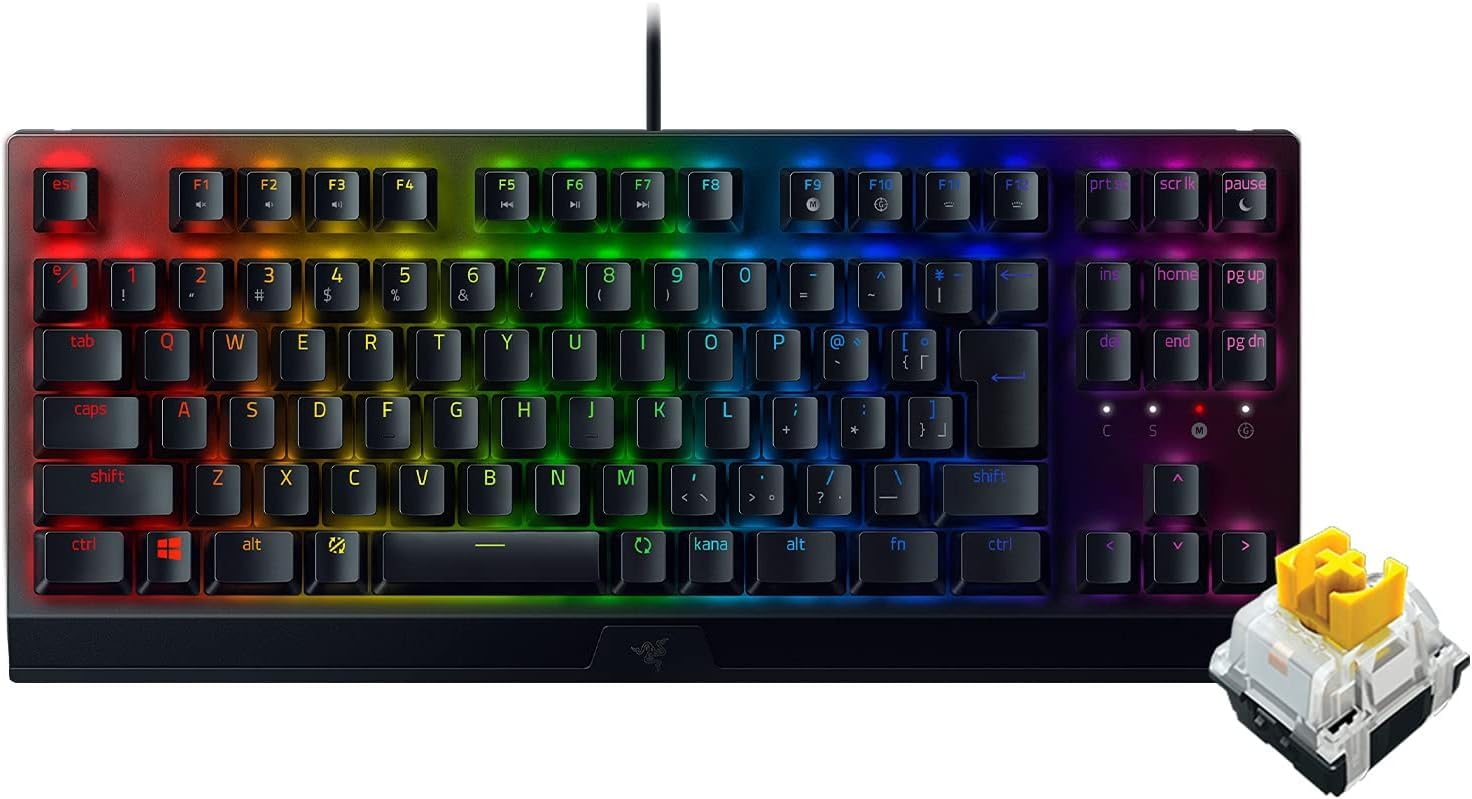 

BlackWidow V3 Tenkeyless JP Gaming Keyboard Yellow Yellow Clear Chroma Durable Aluminum Top Permanent ABS Japanese JP - Switches, Mechanical, Axis,