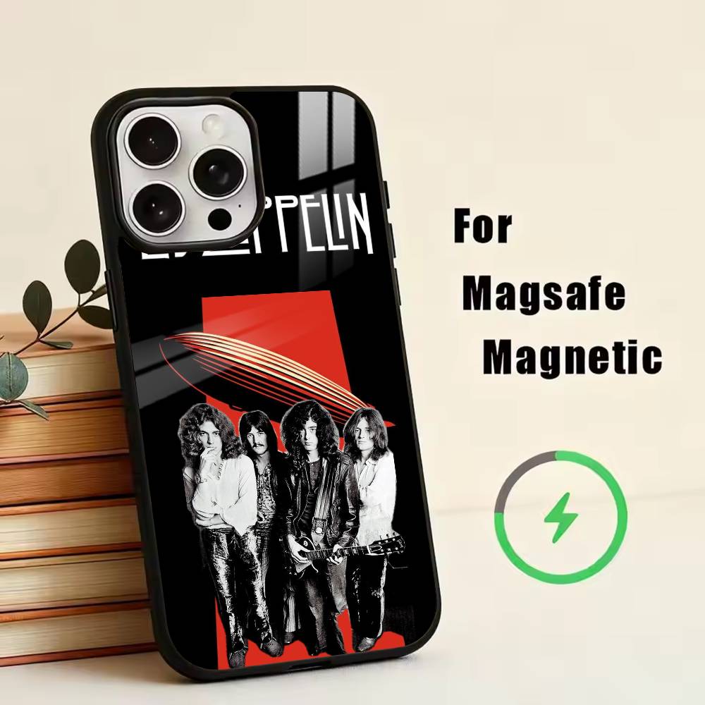 L-Led Z-Zeppelin Telefoonhoesje Voor iPhone17,16,15,14,13,12,11 Plus,Pro Magnetisch met Magsafe Draadloos Opladen