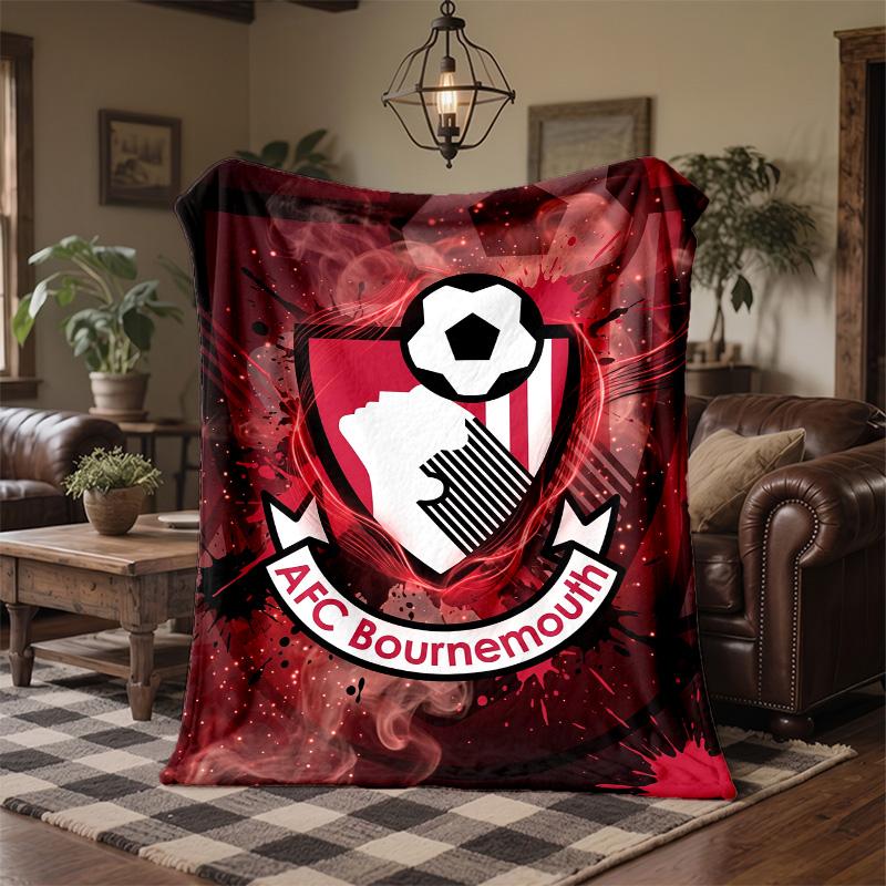 Bournemouth Football Print Flannel Blanket Soft Warm Sofa Bed Throw Blanket For Home Office Bedroom