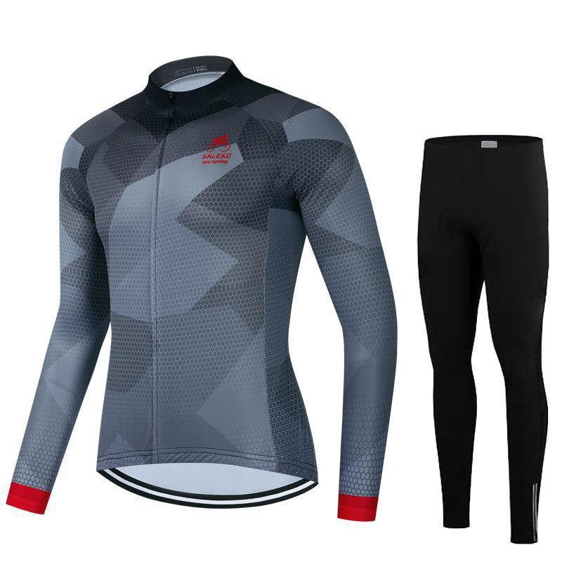 Mens Cycling Jersey Bib Shorts Set Breathable Quick-Dry Bike Apparel Road Mountain Riding