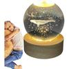 Whale 3D Crystal Ball Night Light with Wooden Base - LED USB Table Lamp for Kids, Teens, and Home Decor