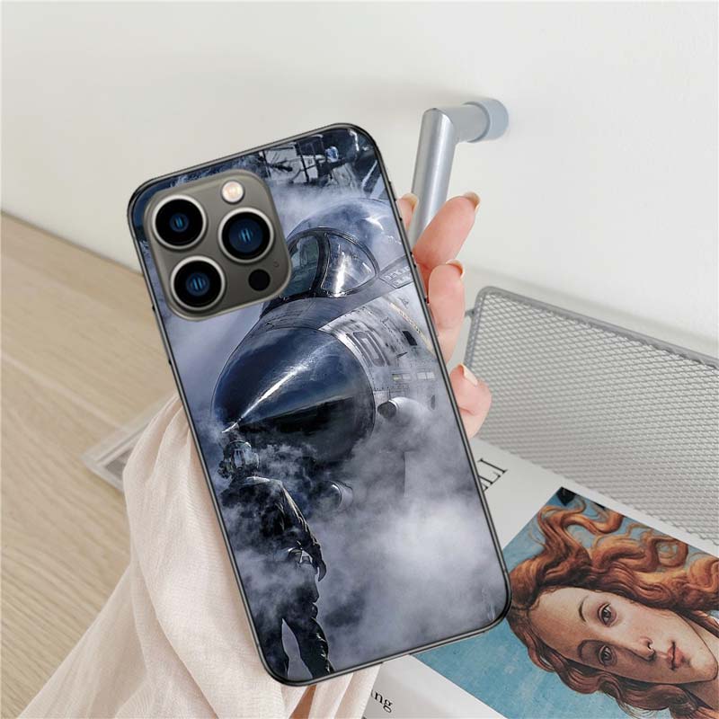 Cool Fighter Pilot Fighter Phone Case For Apple Iphone 16 15+ 17 Pro Max 14 Plus 16E Air 13 12 Mini Clear Cover Silicone C