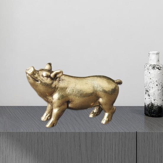 Pig Ornament Delicate Adorable Vivid Copper Miniature Pig Figurine Desk Ornament Home Decoration