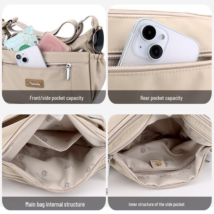 Water-Repellent Nylon Crossbody Bag for Middle-Aged Women, Large-Capacity, Multi-Layer, Versatile Casual Shoulder Bag.