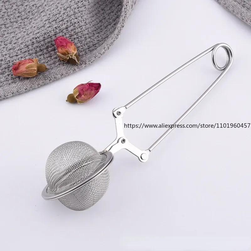 Creative Stainless Steel Tea Strainer Flower Tea Seasoning Filtration Tennis Ball Household Tea Brewing with Handle