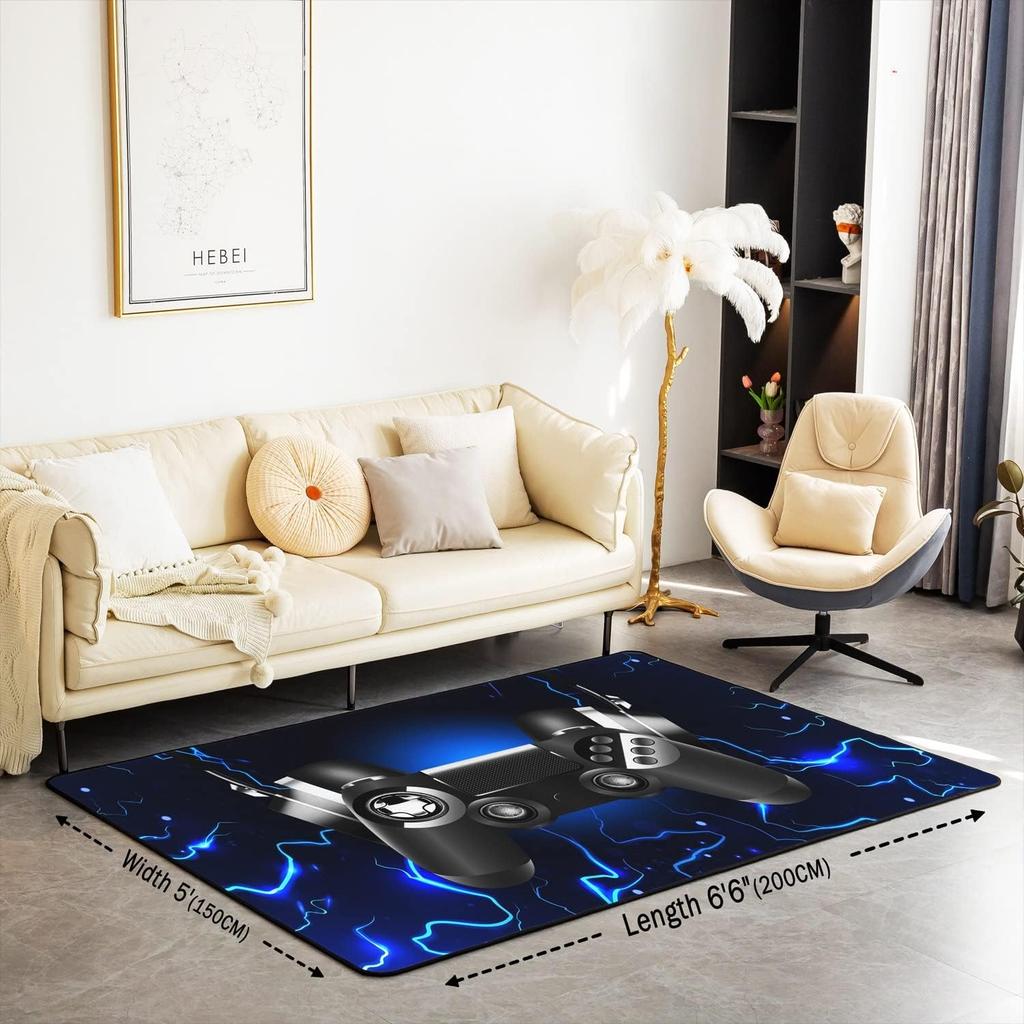 Gaming Area Rug for Bedroom and Living Room, Non-Slip Ultra Soft Gamepad Carpet, Machine Washable Video Game Decor Mat
