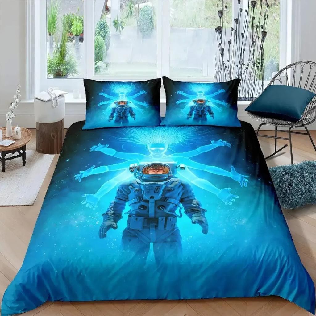 Robot Duvet Cover Set, 3D Modern Science Fiction Cool Robot Bedding Sets Full Size Futuristic Machine Comforter Cover Set