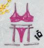 Hot-Selling European & American Sexy Lace Diamond Thong Garter Set - 4 Pieces