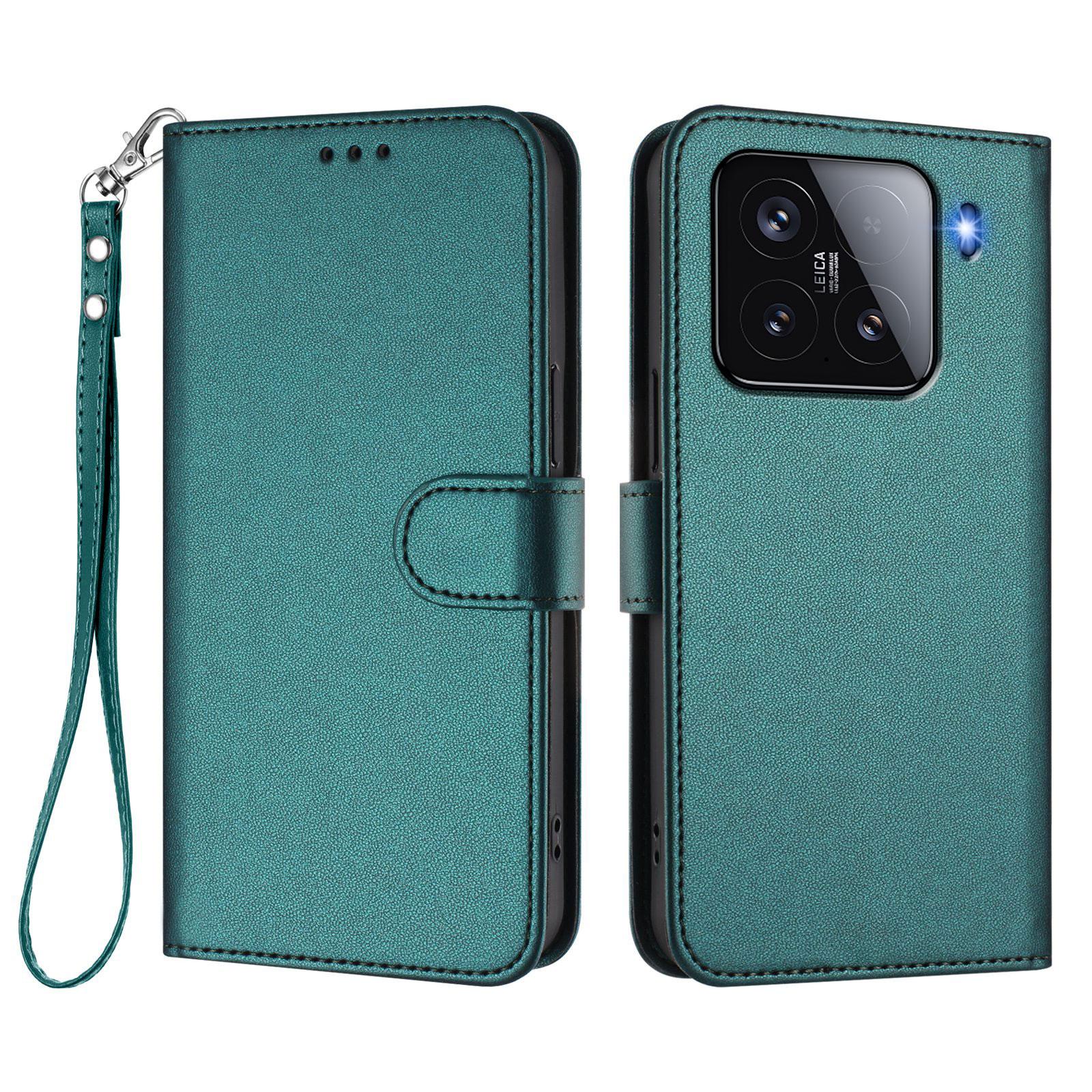 

Для Xiaomi 15 Кожаный Чехол Кошелек Подставка Чехол для телефона с ремешком на запястье Green