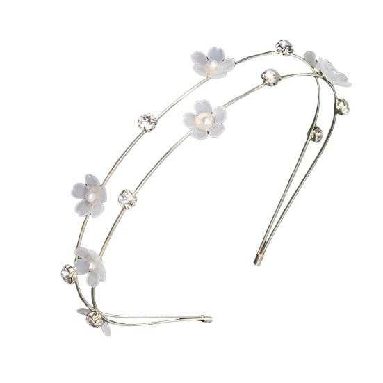 

Fairy Girl Headband Double-Layer Design Hair Hoop with Blue White Flowers белый