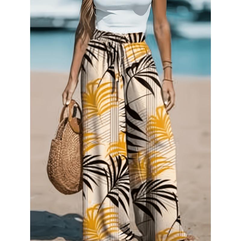 Women's resort style beach wide-leg casual trousers