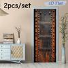 2pcs Retro Industrial Style Metal Rivet Decorative Door Wall Stickers, Simulated Rust Texture Self-adhesive Wallpaper, Living Ro