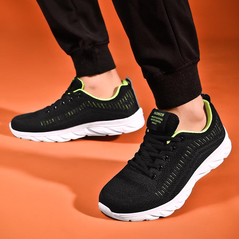 Sports Leisure Summer Men's Breathable Hollow and Comfortable Mesh Surface Flying Running Shoes Men's Shoes