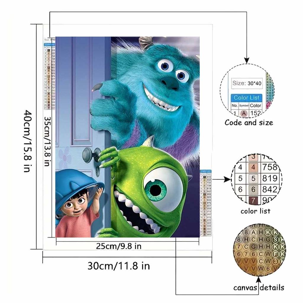 30x40cm Disney Diamond Painting Art Monsters Inc Full Diamond Handmade DIY Dot Decorative Painting