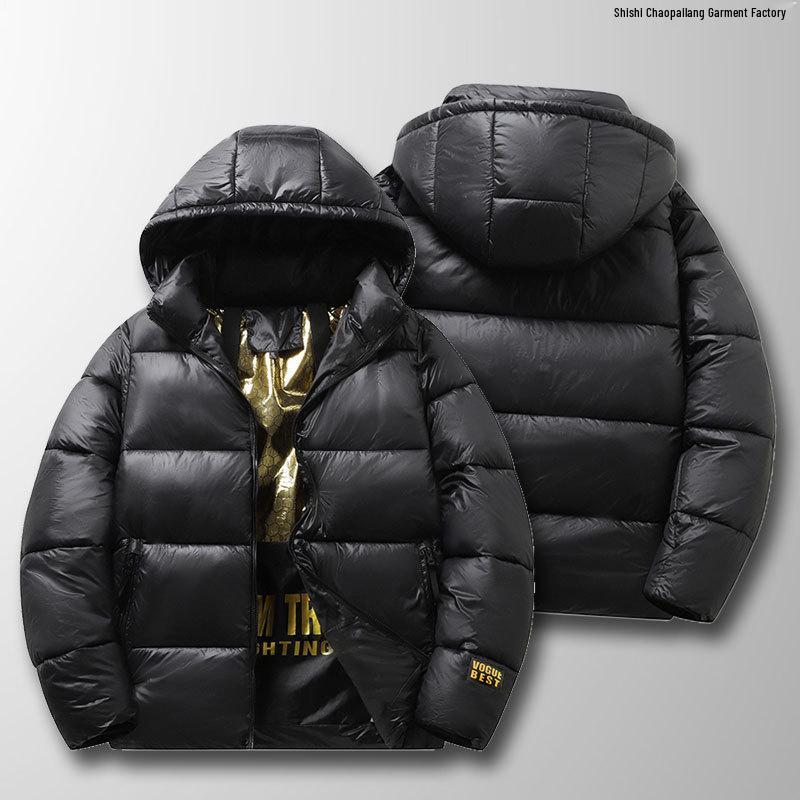

Unisex Winter Thickened Cotton Jacket - Black/Gold Plush Coat for Teens, Men & Women XL (60-70 kg)
