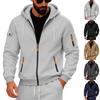 Mens Casual Hoodie With Zipper Pockets And Fleece Lining For Winter Comfort