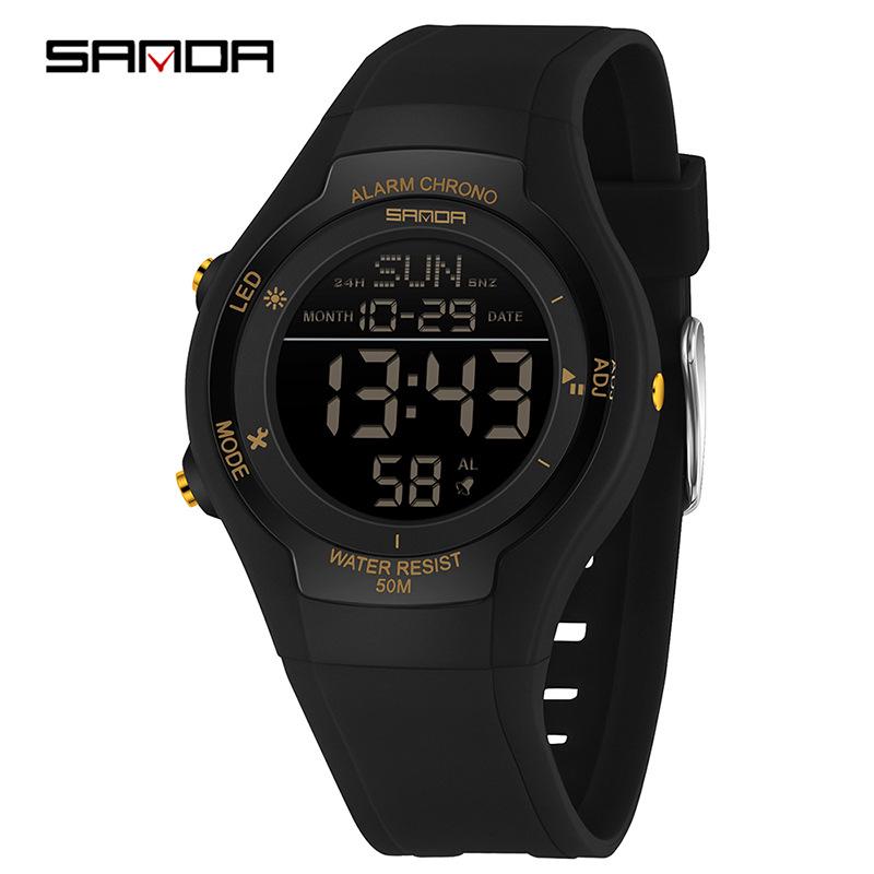 Sanda Multifunctional Dual-Time Sports Watch for Teens - Stopwatch, Waterproof, Luminous, Electronic