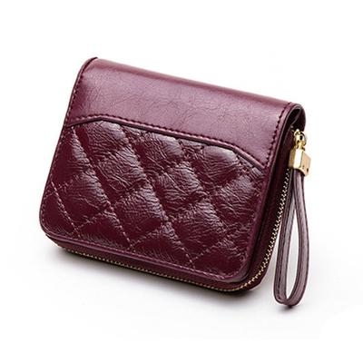 2021New Women Genuine Leather Card Bag Wallet Female Cute Compact Diamond Coin Purse Zipper Ladies Purse