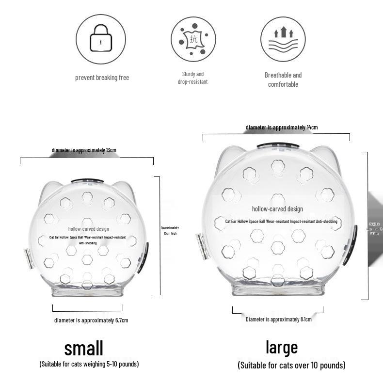 Pet Cat Transparent Space Helmet - Breathable Anti-Scratch Bite-Resistant Design with Cat Ears