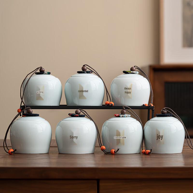 Zhi Nian Hua Ge Ru Kiln Ceramic Tea Caddy Set