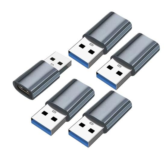 5Pcs Type-C To USB 3.0 Adapter USB-C Female To USB Male Converter with Fast Charging And Data Transfer Universal USB-C Connector
