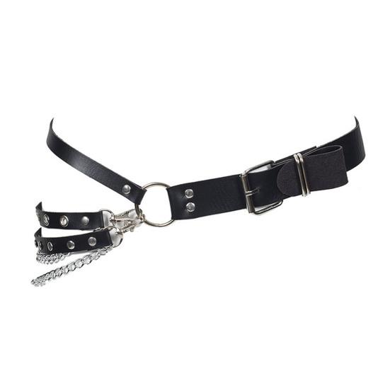 Cinturón de fiesta para mujer, estilo hip hop, gótico, con remaches y múltiples correas, de piel sintética decorativa, estilo punk, a juego, accesorio para ropa