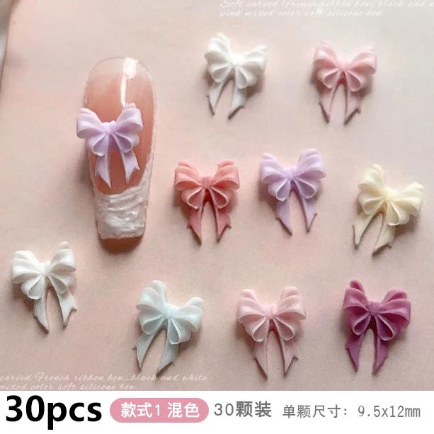 French Ribbons Colorful Resin Cute Bowknot Charm Leopard Print Bow Tie Nail Art Decorations Manicure Tools Accessories Wholesale