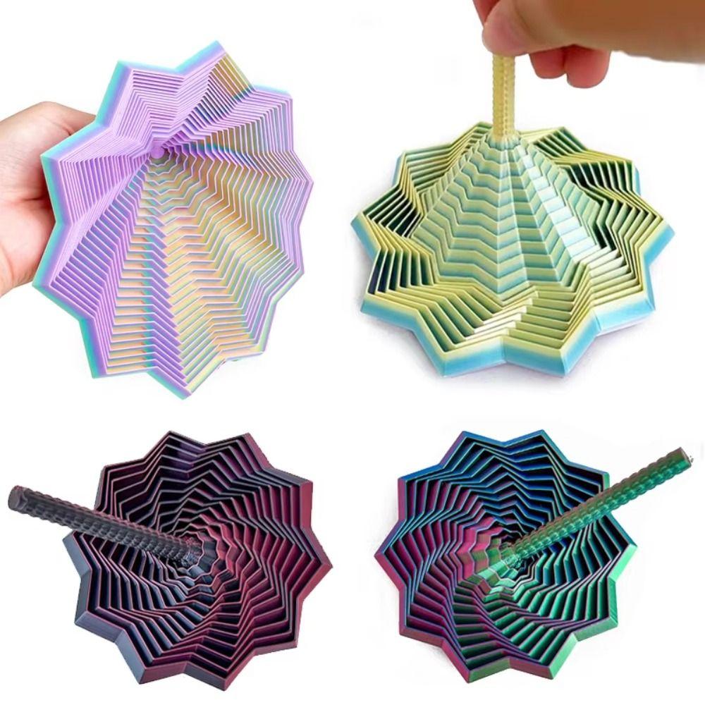 Visual Illusion Fractal Fidget Star Model 3D Printing Whirling Spiral Ornaments  Office/School