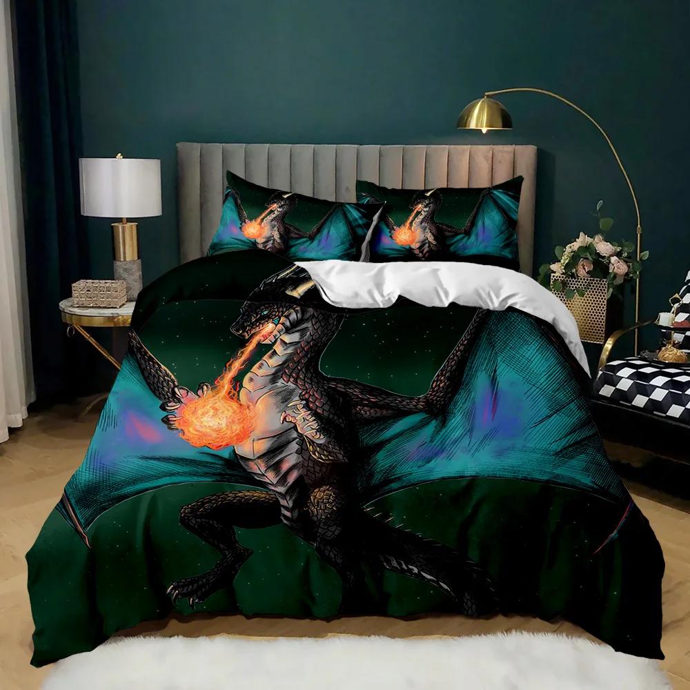 Комплект постельного белья с рисунком «Дракон» с изображением белого дракона в японском — фото 8