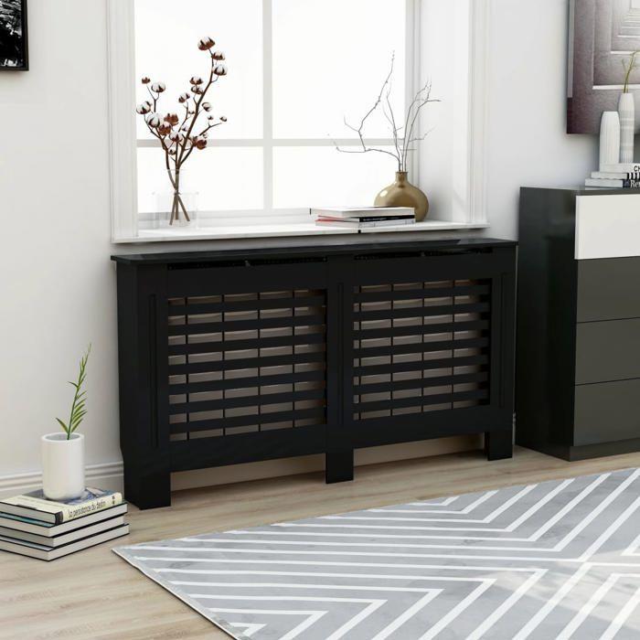 Cache-radiateur Noir - VidaXL - 152x19x81 cm - MDF - Espace de rangement pour livres et ornements
