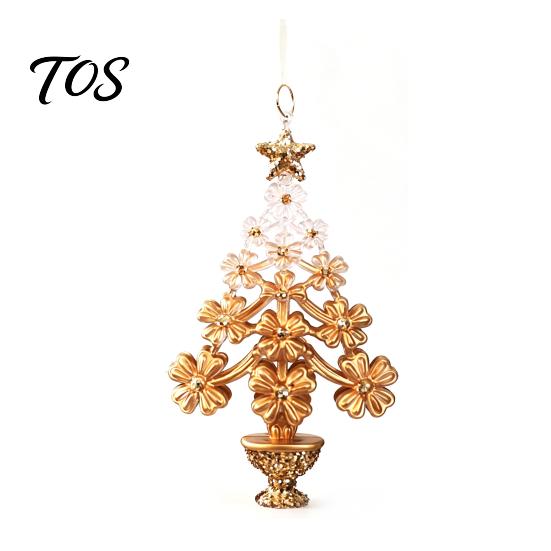 Gold Star Topped Ornaments Acrylic Christmas Tree Ornament with Lanyard, Xmas Shaped Gift for Friends Family Decorative Hanging Pendant Holiday Tree,