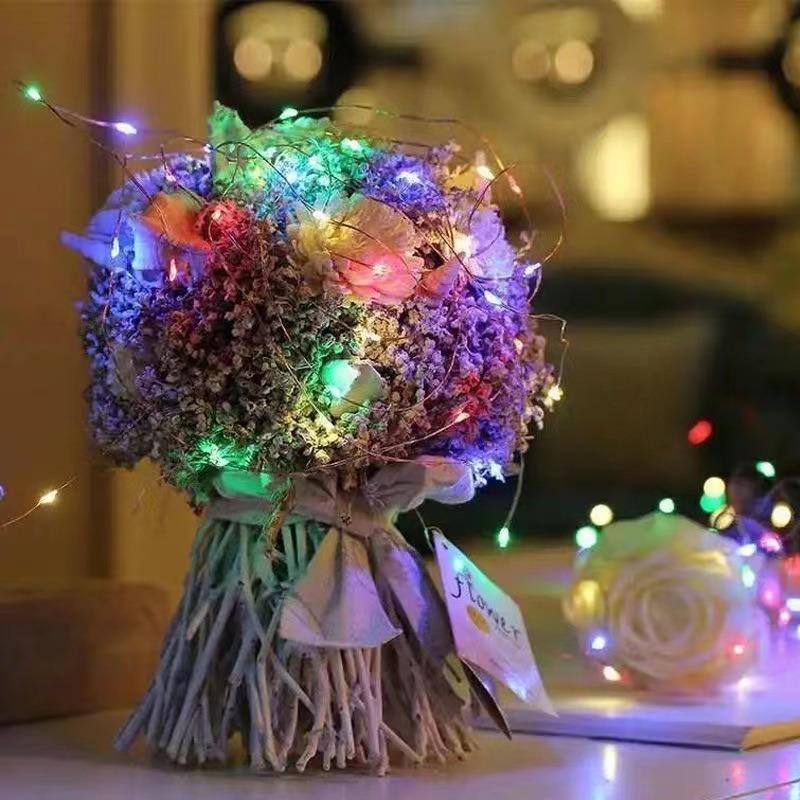 1SET Copper Wire Star Light Ambient Light Stall Night Market Decoration Room Birthday Arrangement Led Small Lantern Flashing Light String