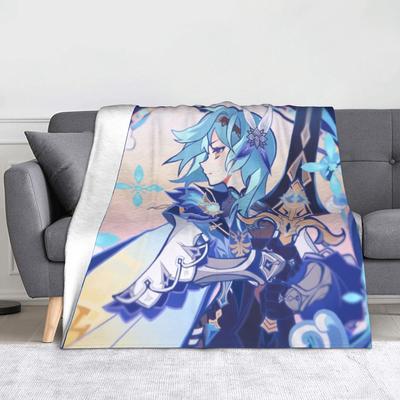 Eula Genshin Impact Blankets Flannel Print Video Game Breathable Super Soft Throw Blankets for Bed Travel Plush Thin Quilt