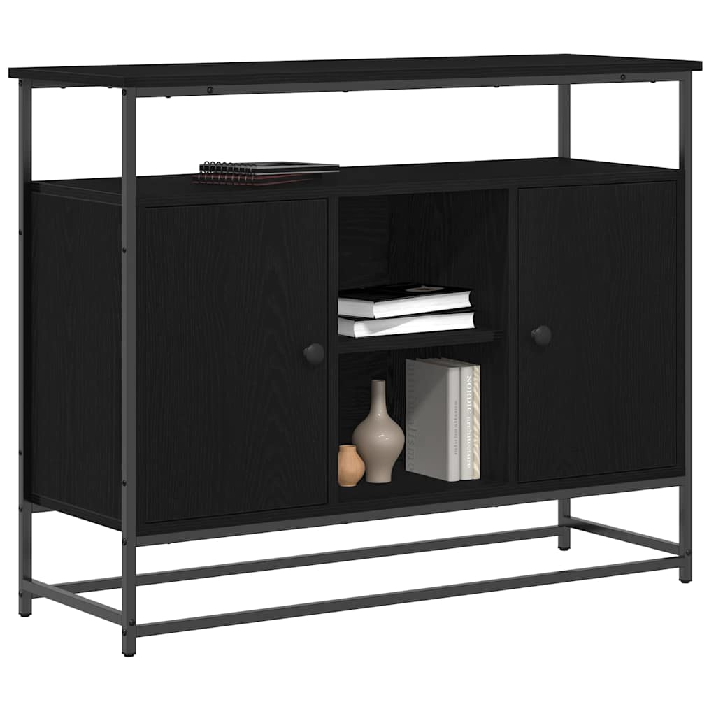 Sideboard in Black Oak Look 100 x 35 x 80 cm Engineered Wood
