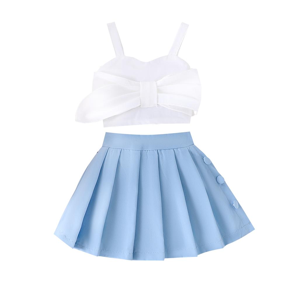 Girls Fashion Suit Summer Children's Multi-colored Suit Bow Halter with Trouser Skirt Suit